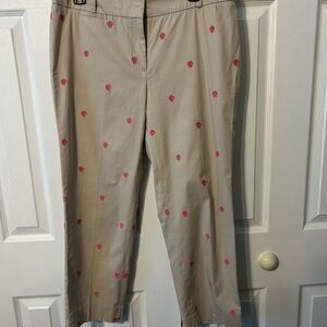 Talbots Beige Trousers with pink shell embroidery